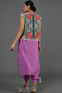 Lilac Sequin Kurta With Jogger & Jacket