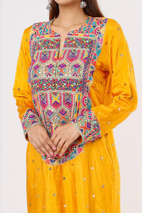 Mustard Embroidered Kaftan