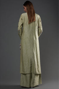 Mint Embroidered Kurta & Palazzo With Dupatta