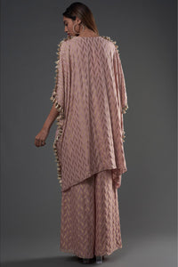 Rose Pink Embroidered Kaftan With Palazzo