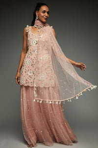 Rose Pink Kurta With Sharara & Dupatta