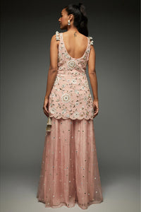 Rose Pink Kurta With Sharara & Dupatta