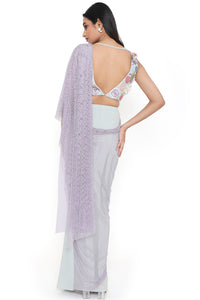 Sea Foam Embroidered Choli And Saree