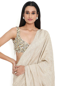 Off White Embroidered Choli With Saree