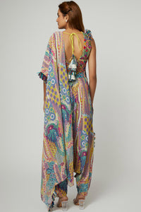 Yellow Choli & Low Crotch Pant With Drape