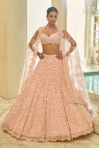 Powder Pink Floral Lehenga Set
