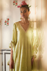 Mint Anarkali With Pants & Dupatta