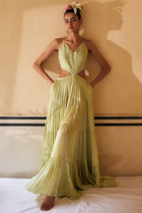 Mint Resham Work Tiered Dress