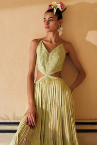 Mint Resham Work Tiered Dress