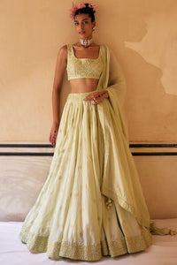 Mint Lehenga With Blouse & Dupatta