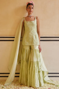 Mint Kurti With Gharara & Dupatta