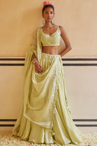 Mint Lehenga Paired With Blouse & Dupatta