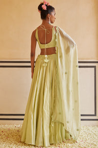 Mint Lehenga Paired With Blouse & Dupatta