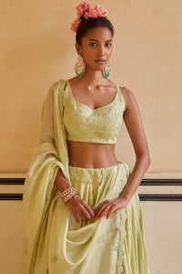 Mint Lehenga Paired With Blouse & Dupatta