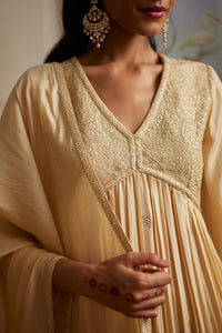 Buttercup Silk Anarkali With Pants & Dupatta