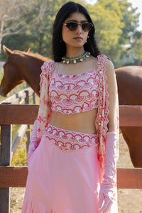 Masoom Gulabi Asymetric Lehenga Set