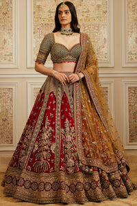 Noura Red Lehenga Set