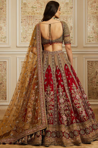 Noura Red Lehenga Set