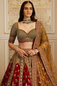 Noura Red Lehenga Set