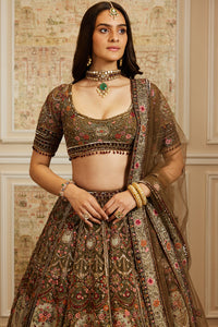 Reehana Olive Green Lehenga Set