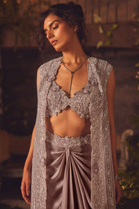 Silken Draped Skirt Set