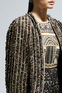 Brown Textured Cape Jacket