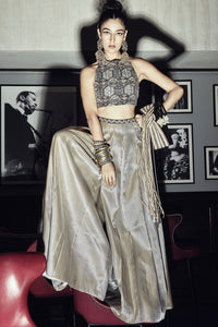 Tara Halter Blouse With Pleated Pants