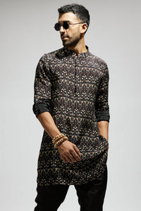 Black Geo Print Kurta