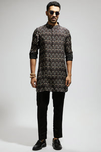 Black Geo Print Kurta