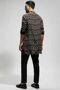 Black Geo Print Kurta
