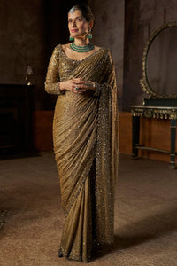 Antique Gold Georgette Sequin Saree