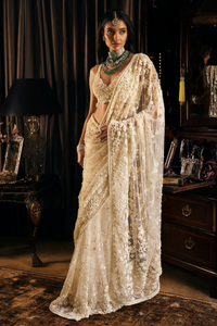 Ivory Three Dimensional Saree (with Veil)