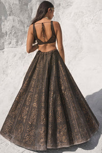 Black Cut Work Lehenga Set