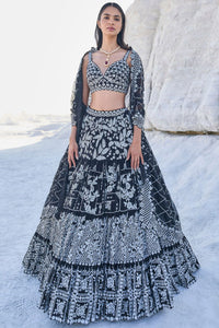 Black Multi-Tiered Lehenga Set