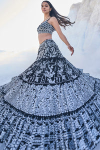 Black Multi-Tiered Lehenga Set