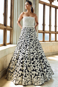 Black & White Corset Lehenga Set