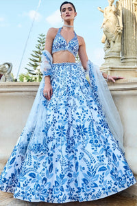Blue Applique Lehenga Set