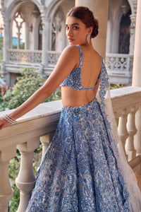 Blue Cut Work Lehenga Set