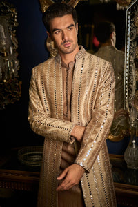 Coffee Mirror Sherwani Set
