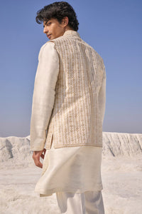 Cream Gold Cut Work Bundi Set