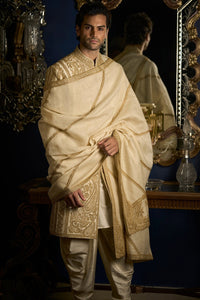 Cream Gold Sherwani Set