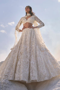 Cream Three-Dimensional Lehenga Set
