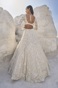 Cream Three-Dimensional Lehenga Set