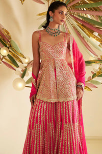 Fuchsia Gota Patti Sharara Set