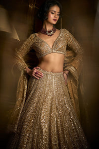 Gold Beaded Lehenga Set