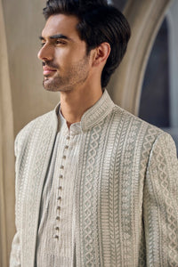 Grey Ivory Open Jacket Set