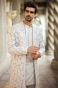 Grey Open Jacket Set