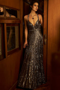 Gun Metal Sequin Gown