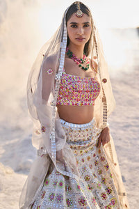 Ivory Mirror Work Lehenga Set
