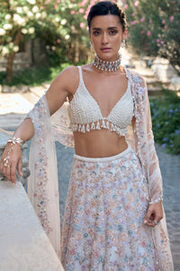 Multi-Coloured Pearl Lehenga Set